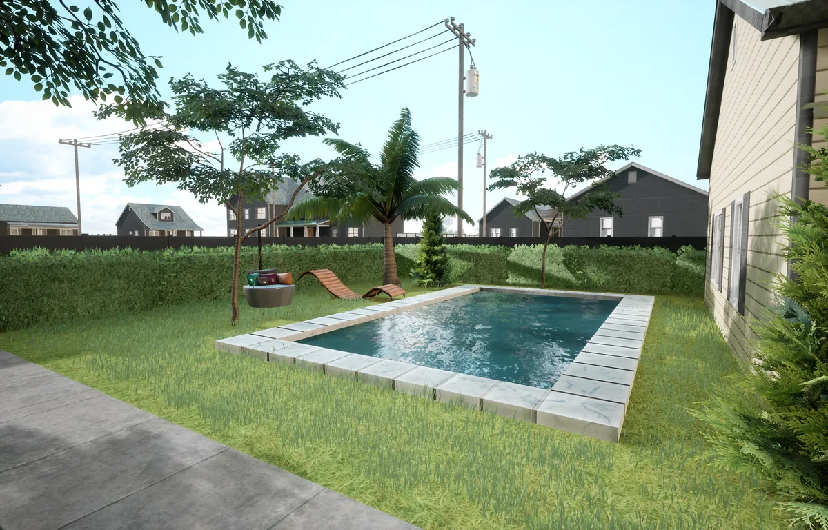 Le jardin de la maison, en réalité virtuelle
